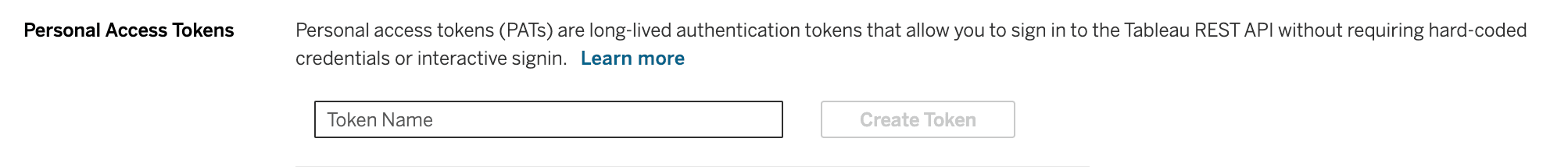 Tableau Personal Access Tokens